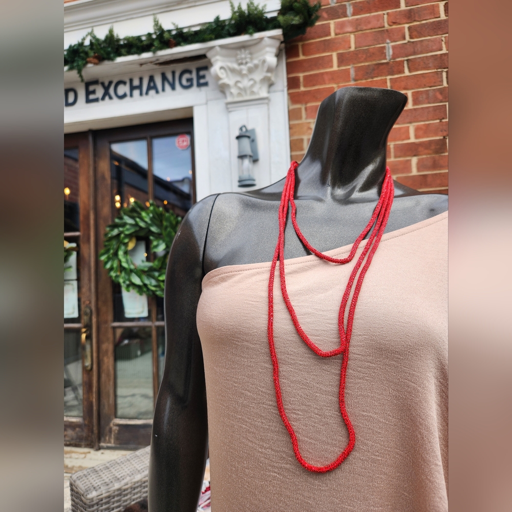 Elegant Multi Layered Sparkling Red Necklace - Picture 10 of 17